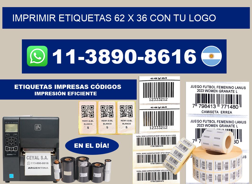 imprimir etiquetas 62 x 36 con tu logo