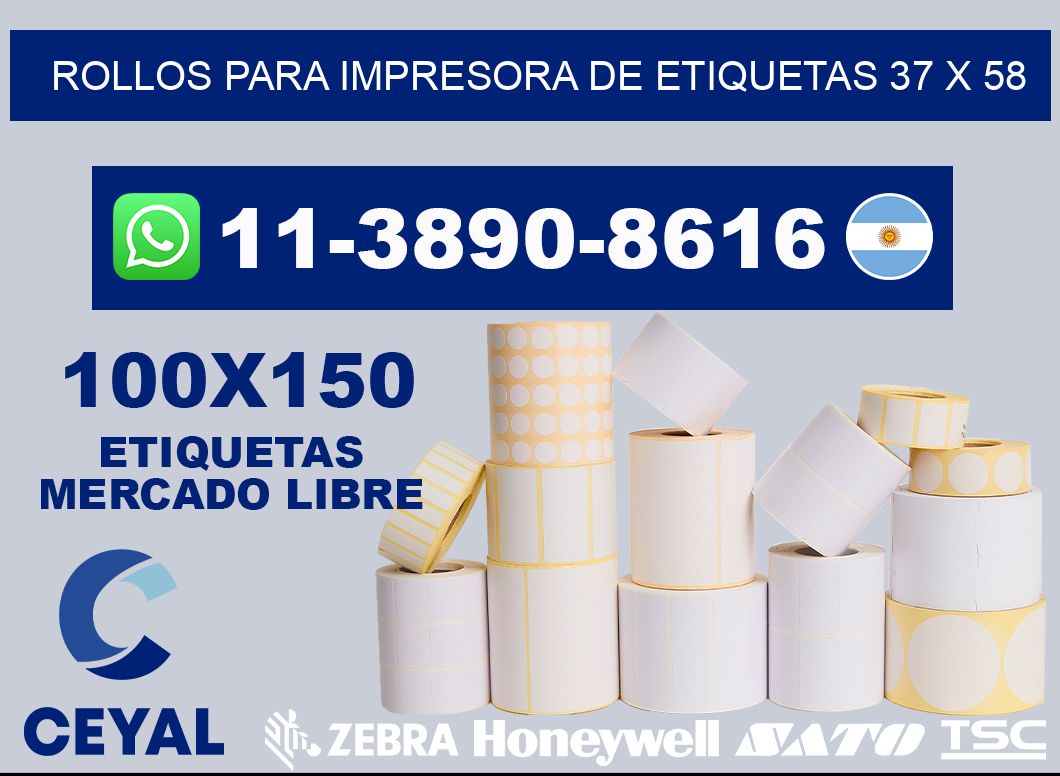 rollos para impresora de etiquetas 37 x 58
