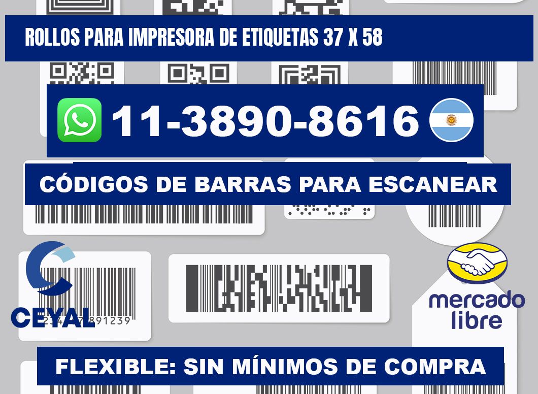 rollos para impresora de etiquetas 37 x 58