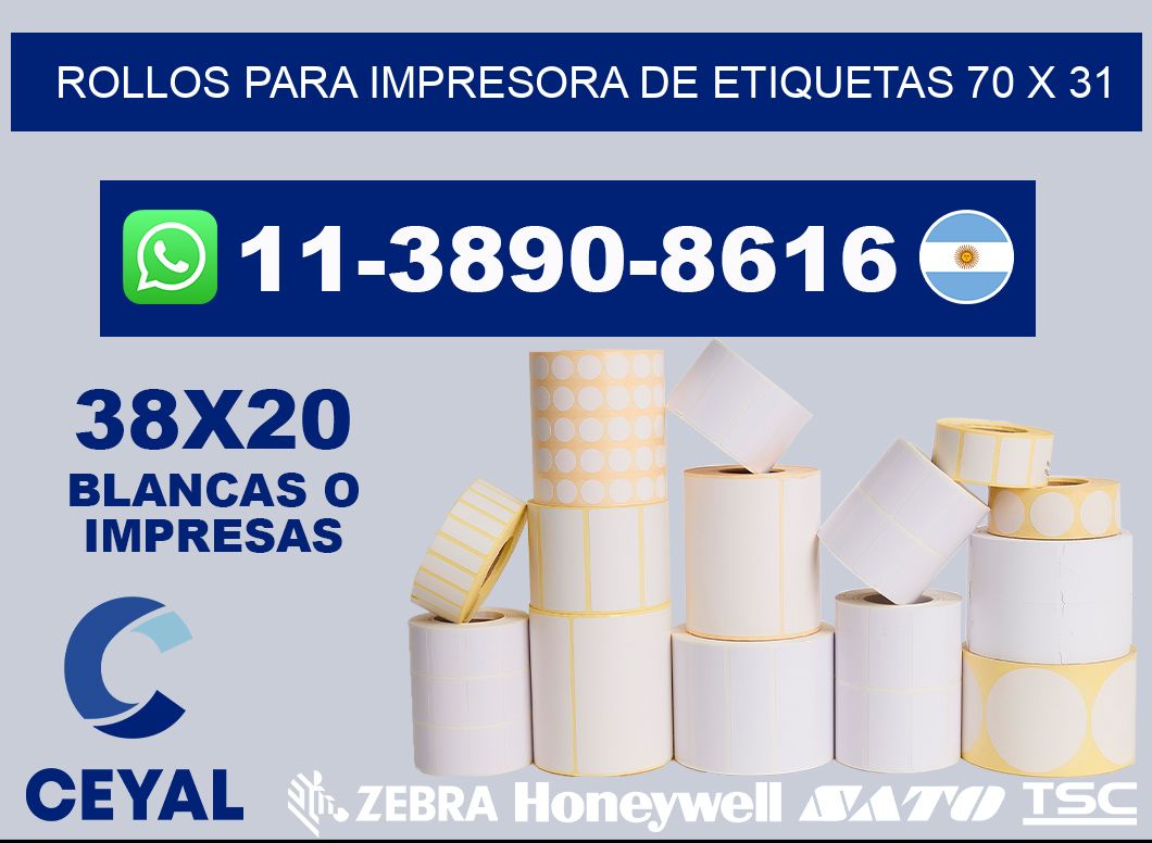 rollos para impresora de etiquetas 70 x 31