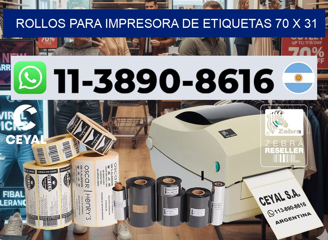 rollos para impresora de etiquetas 70 x 31
