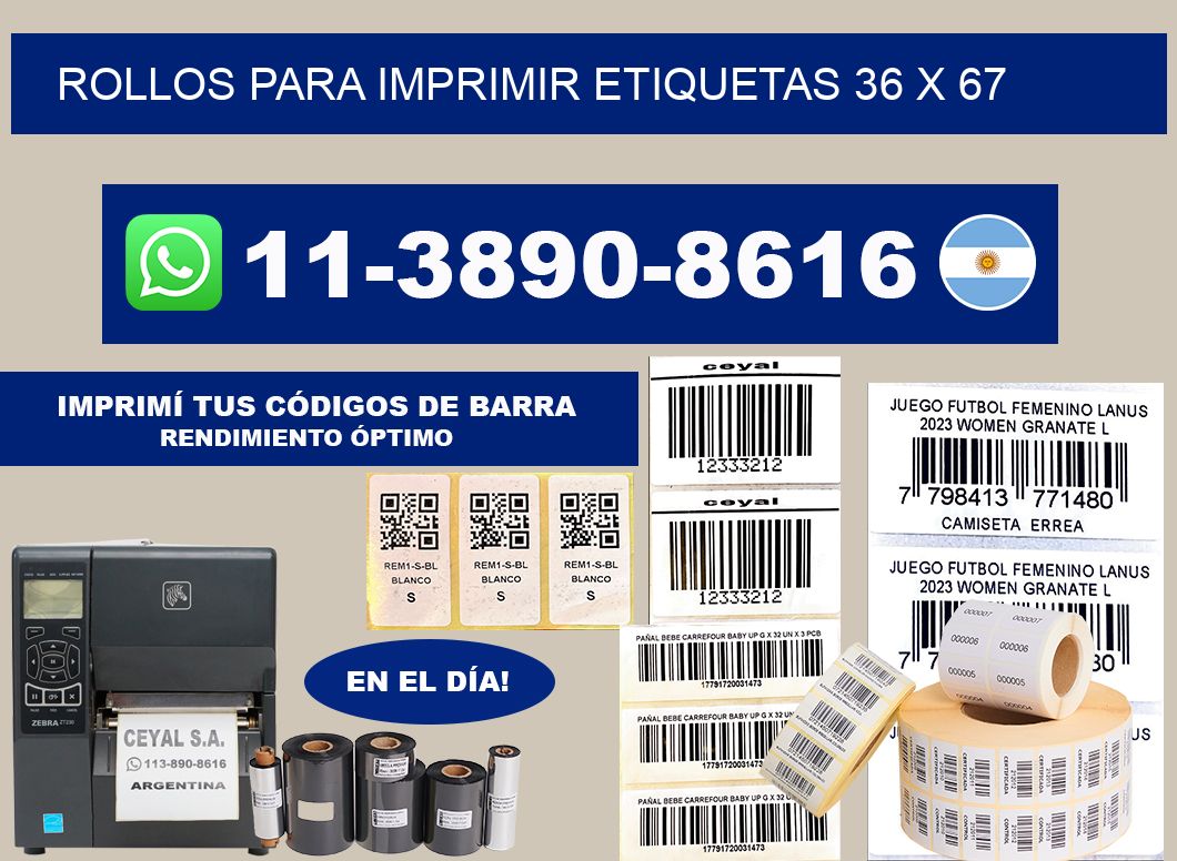 rollos para imprimir etiquetas 36 x 67