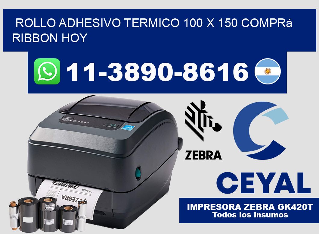 ROLLO ADHESIVO TERMICO 100 X 150 Comprá ribbon hoy