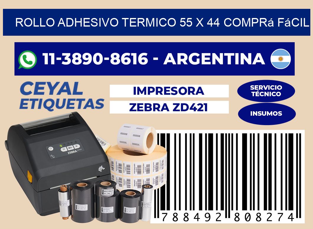 ROLLO ADHESIVO TERMICO 55 x 44 Comprá fácil