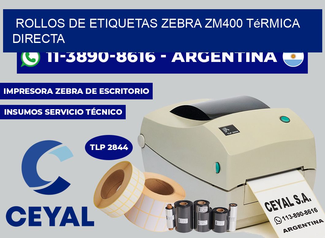 rollos de etiquetas zebra zm400 térmica directa
