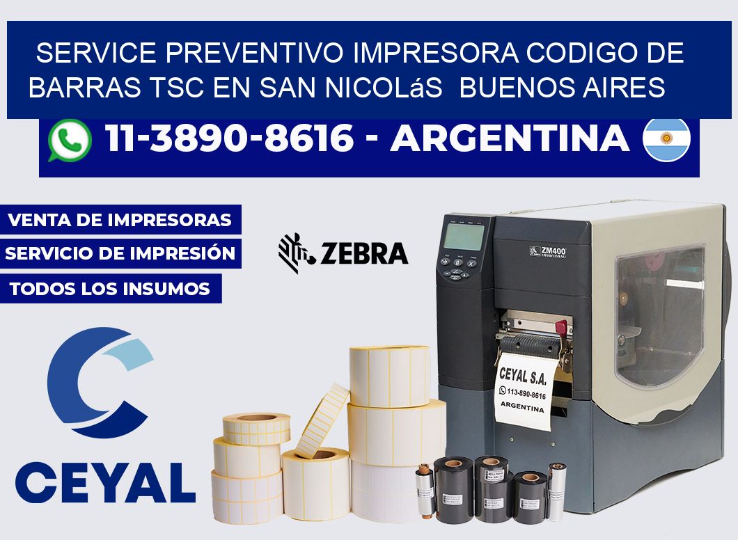 service preventivo impresora codigo de barras TSC en San Nicolás  Buenos Aires