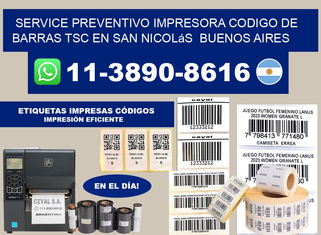 service preventivo impresora codigo de barras TSC en San Nicolás  Buenos Aires