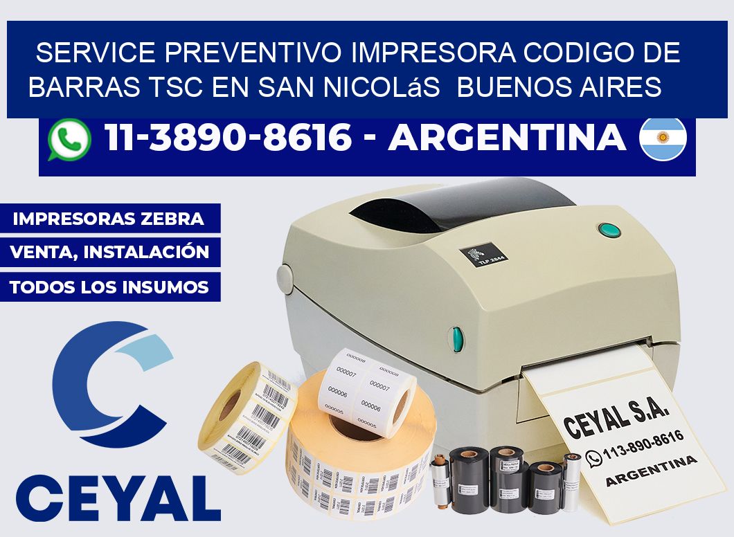 service preventivo impresora codigo de barras TSC en San Nicolás  Buenos Aires