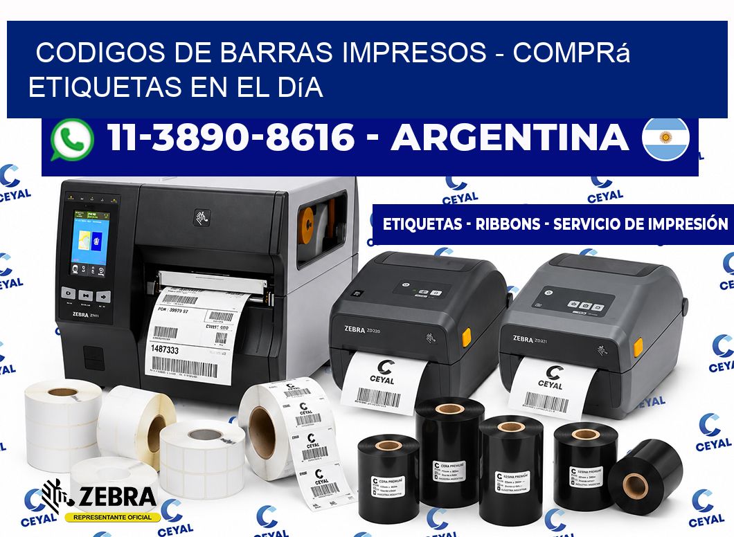 CODIGOS DE BARRAS IMPRESOS - Comprá etiquetas en el día