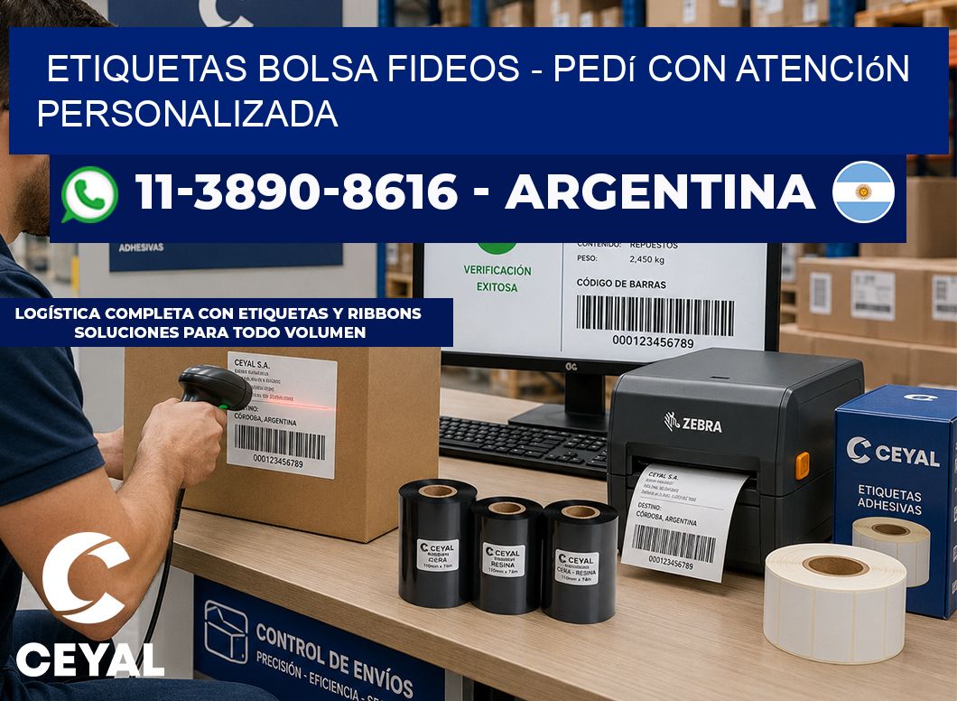 Etiquetas Bolsa fideos - Pedí con atención personalizada