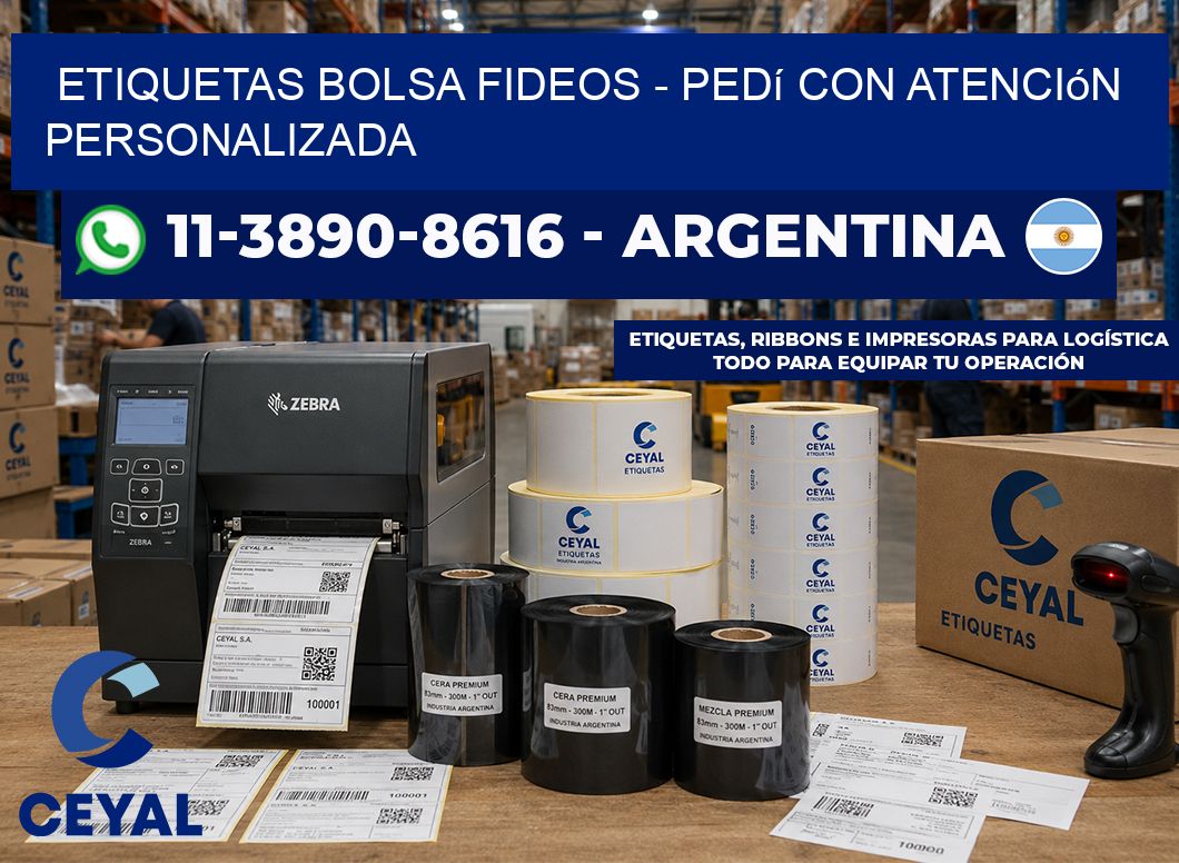 Etiquetas Bolsa fideos - Pedí con atención personalizada