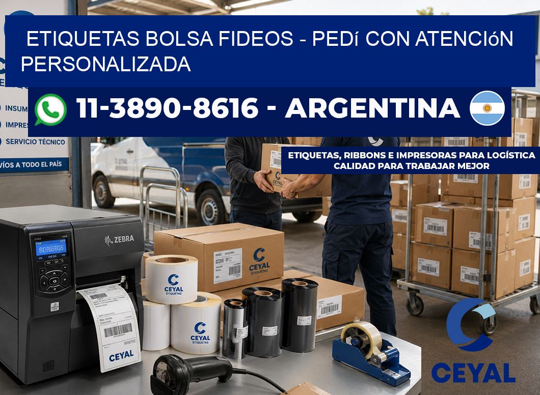 Etiquetas Bolsa fideos - Pedí con atención personalizada