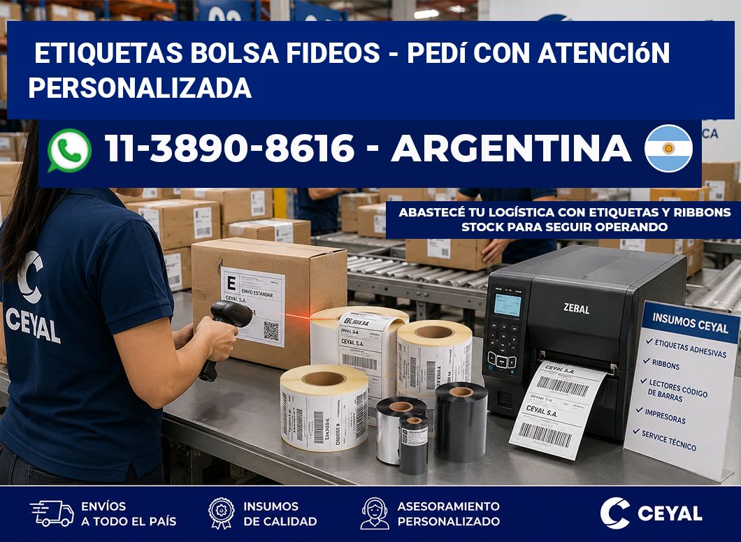 Etiquetas Bolsa fideos – Pedí con atención personalizada
