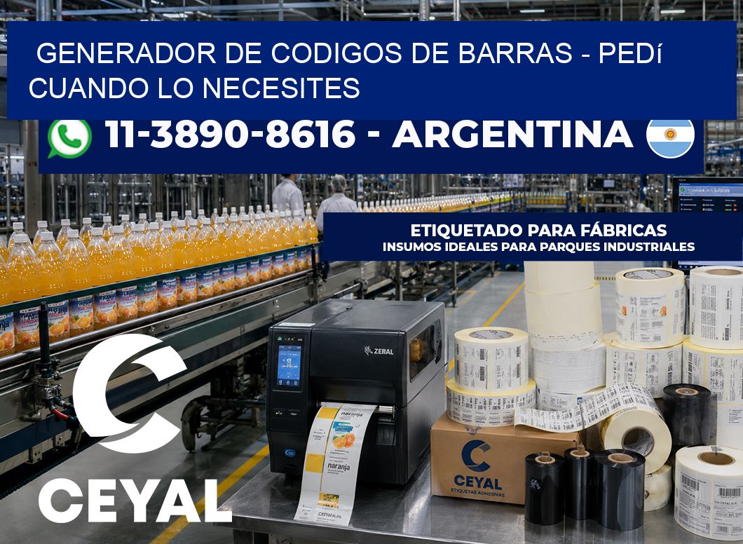 generador de codigos de barras - Pedí cuando lo necesites