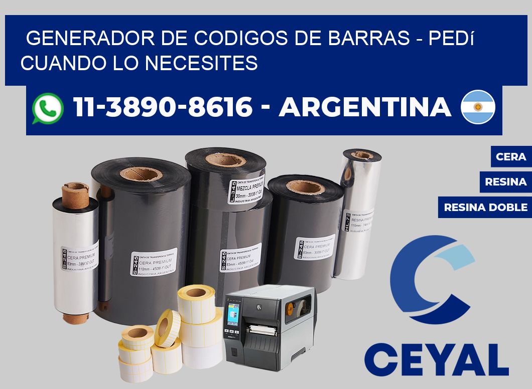 generador de codigos de barras - Pedí cuando lo necesites