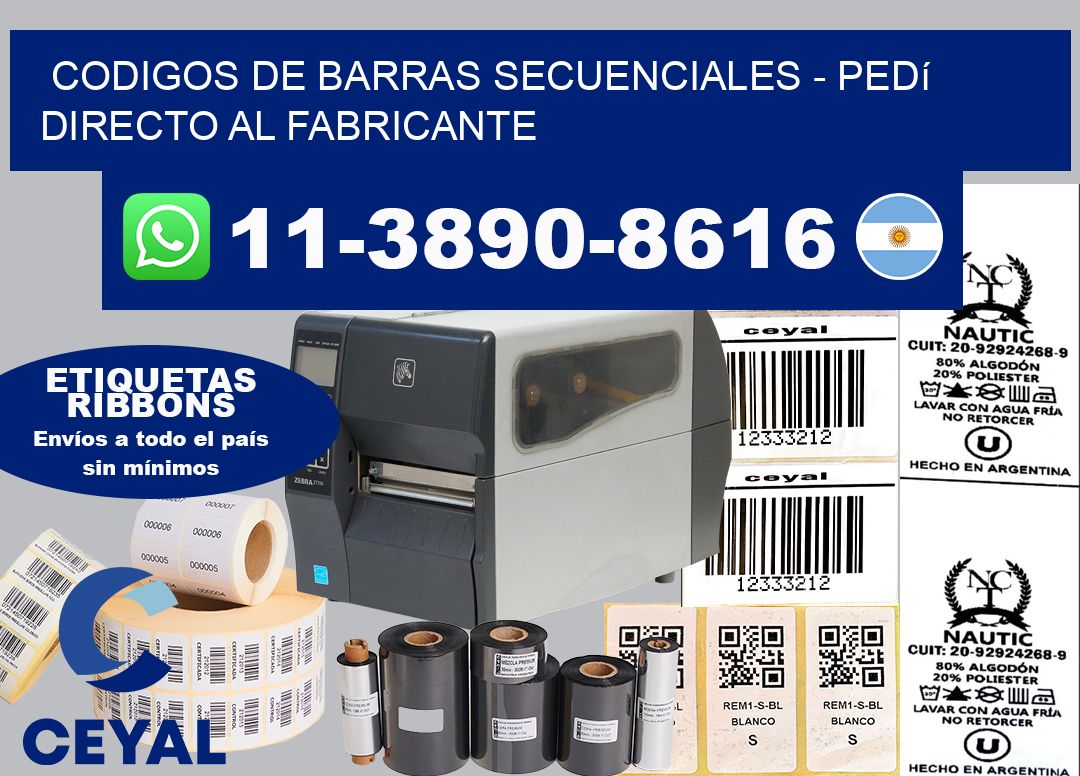 codigos de barras secuenciales - Pedí directo al fabricante